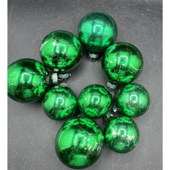 Shiny Brite Other - Max Eckardt 1950’s Shiny Brite Mercury Green Glass Christmas Ornaments -LO4